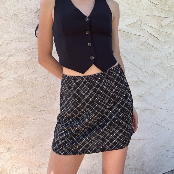 Black glitzy tartan mini skirt - Picture 5 of 8